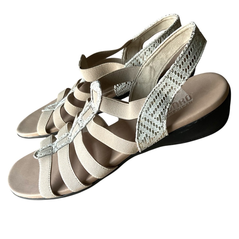 Munro Womens Darian II Beige Leather Open Toe Strappy Sandals Shoes EUC coastal
